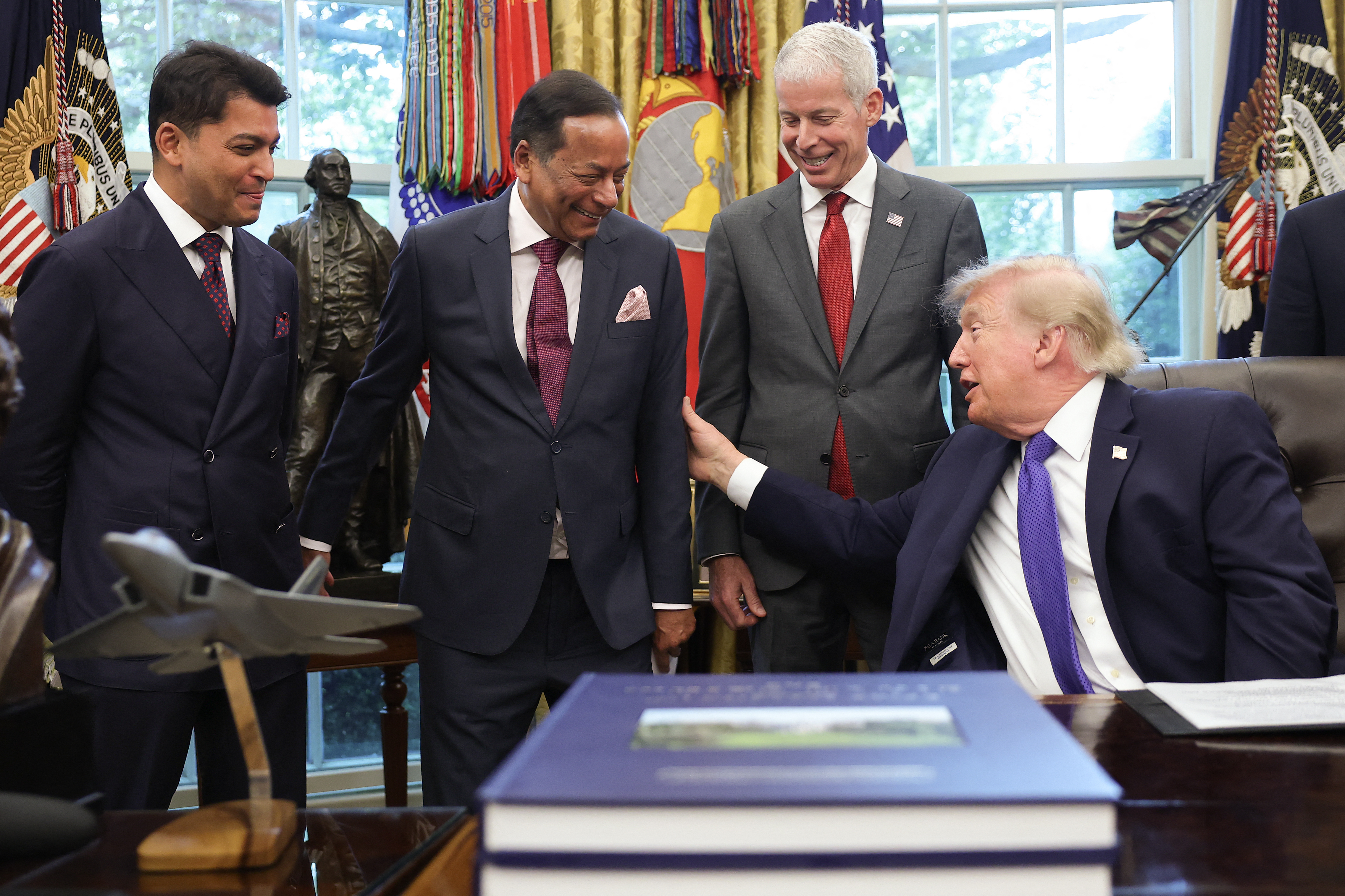Donald Trump with Indian industrialists at the White House
