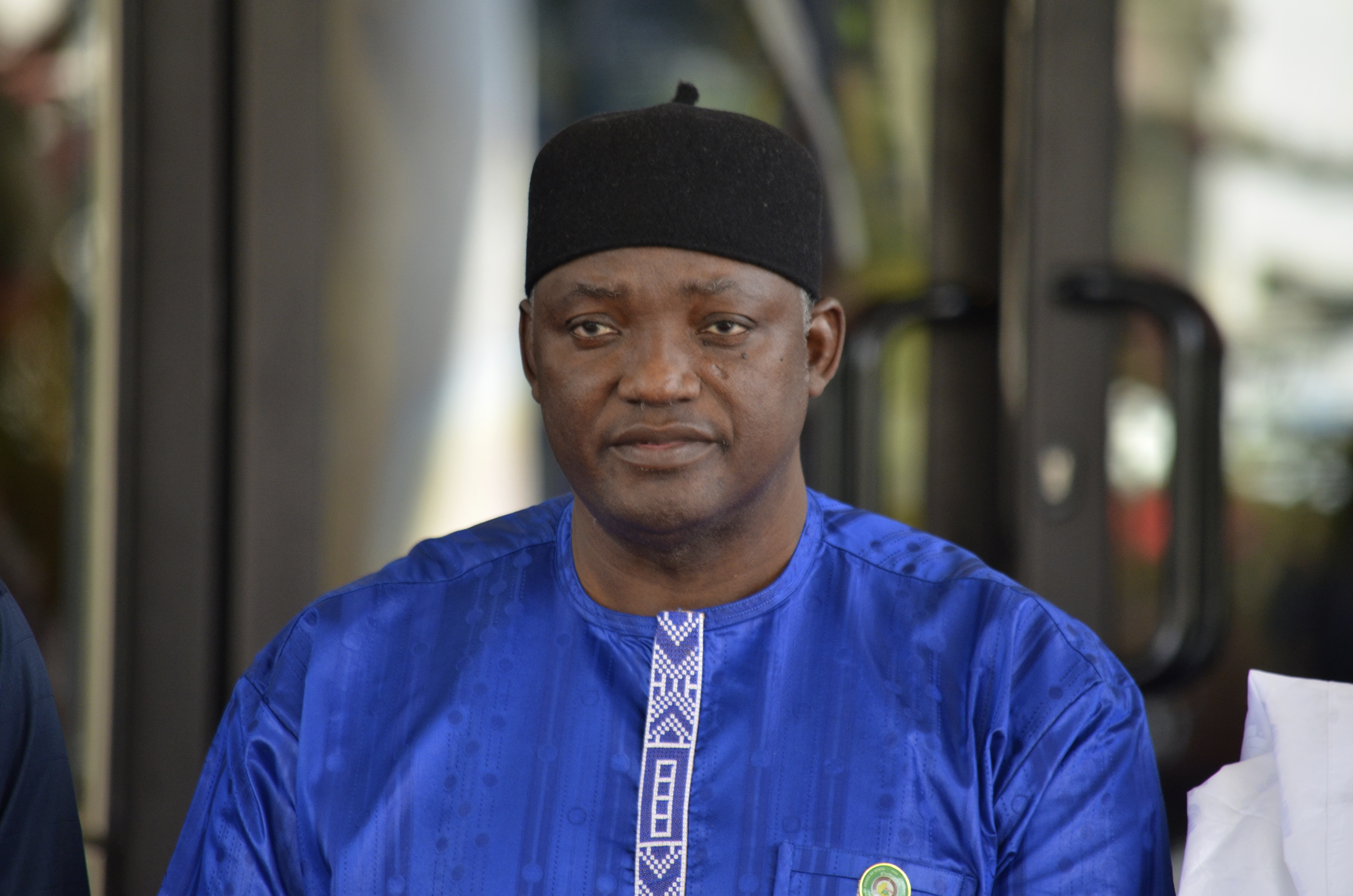 Gambia's President Adama Barrow, poses for a photo, prior to the start of the ECOWAS meeting, in Abuja, Nigeria, Sunday, Dec 15, 2024. [Olamikan Gbemiga/AP]