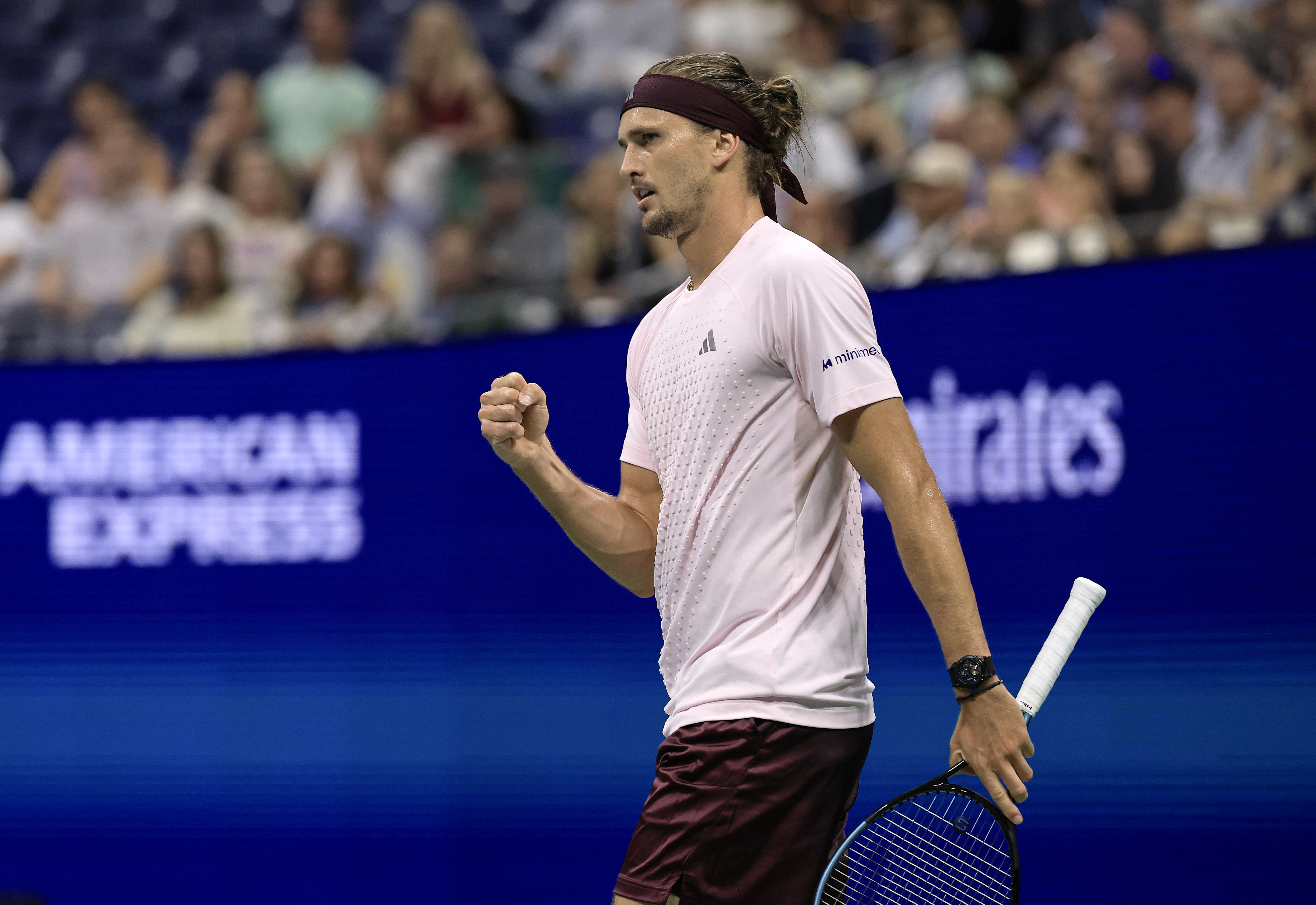 Alexander Zverev of Germany gestures in a match.