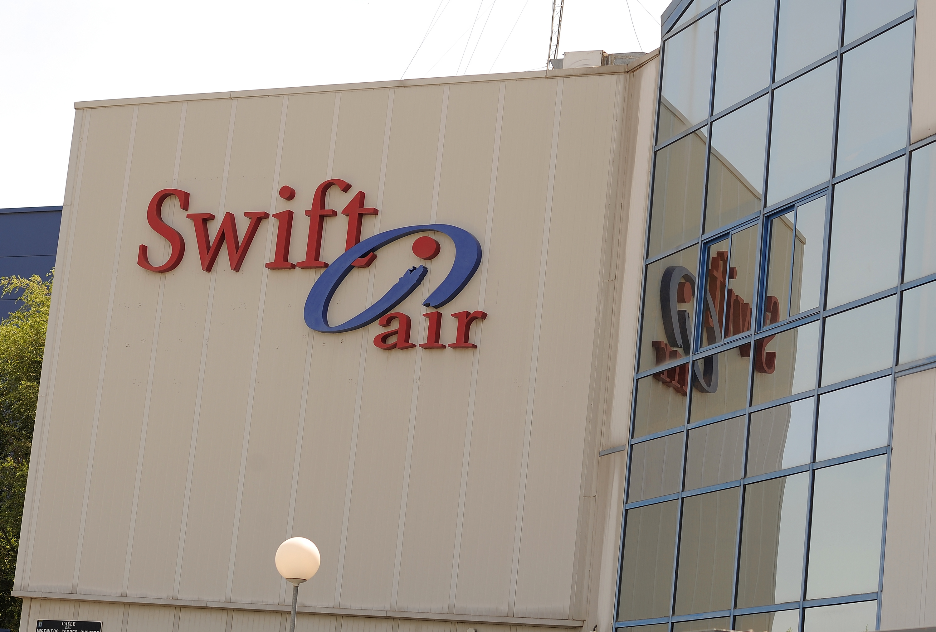 MADRID, SPAIN - JULY 24: View of the Spanish company Swiftair's headquarters on July 24, 2014 in Madrid, Spain. A Swiftair-owned MD-83 plane operated by Air Algerie carrying 116 people from Burkina Faso to Algeria disappeared from radar during a sandstorm early on Thursday. (Photo by Denis Doyle/Getty Images)