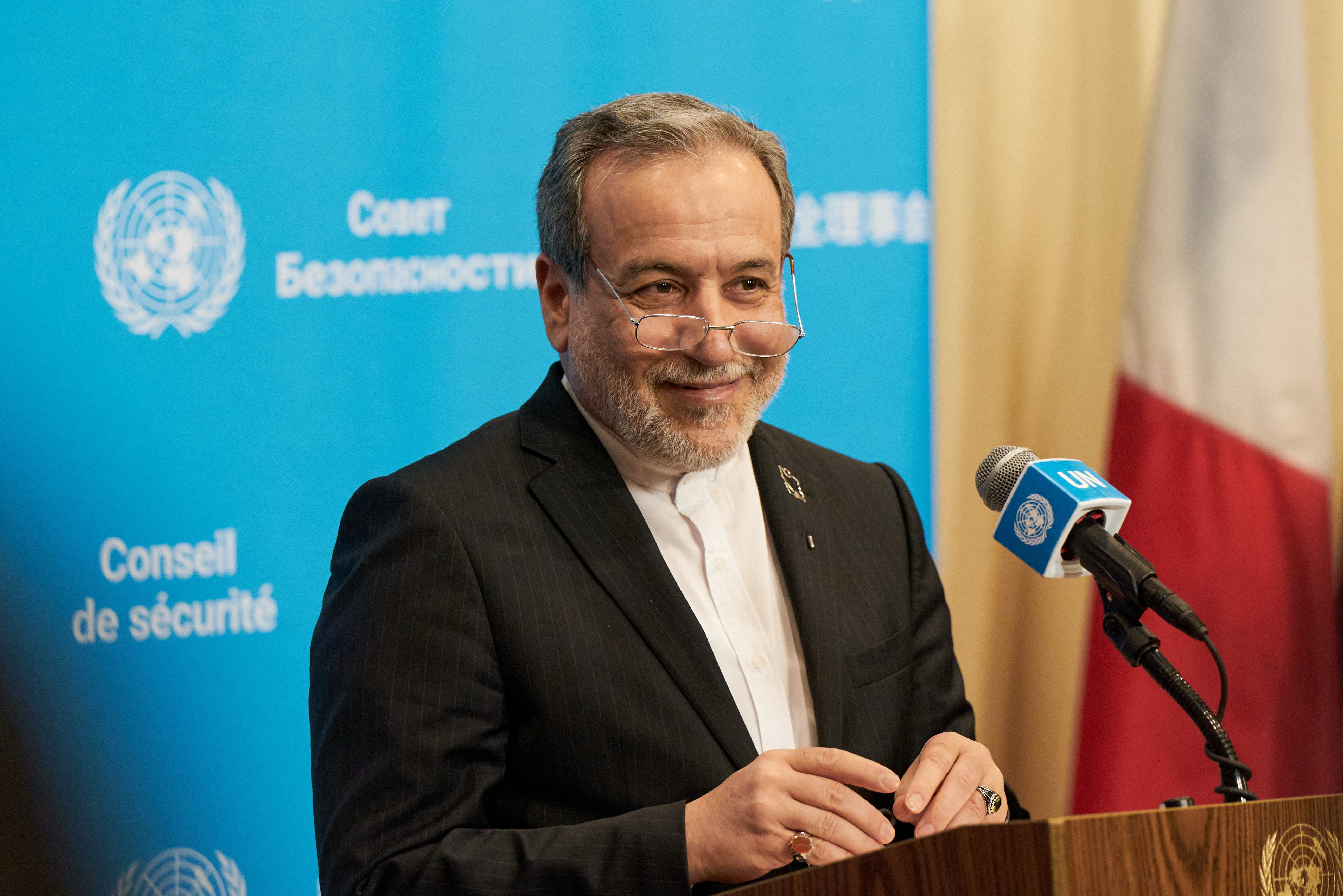 Iran’s Foreign Minister, Abbas Araqchi, addresses the media at a press conference during the 81st United Nations General Assembly (UNGA), at UN headquarters in New York City, US, September 25, 2026. REUTERS/Bing Guan