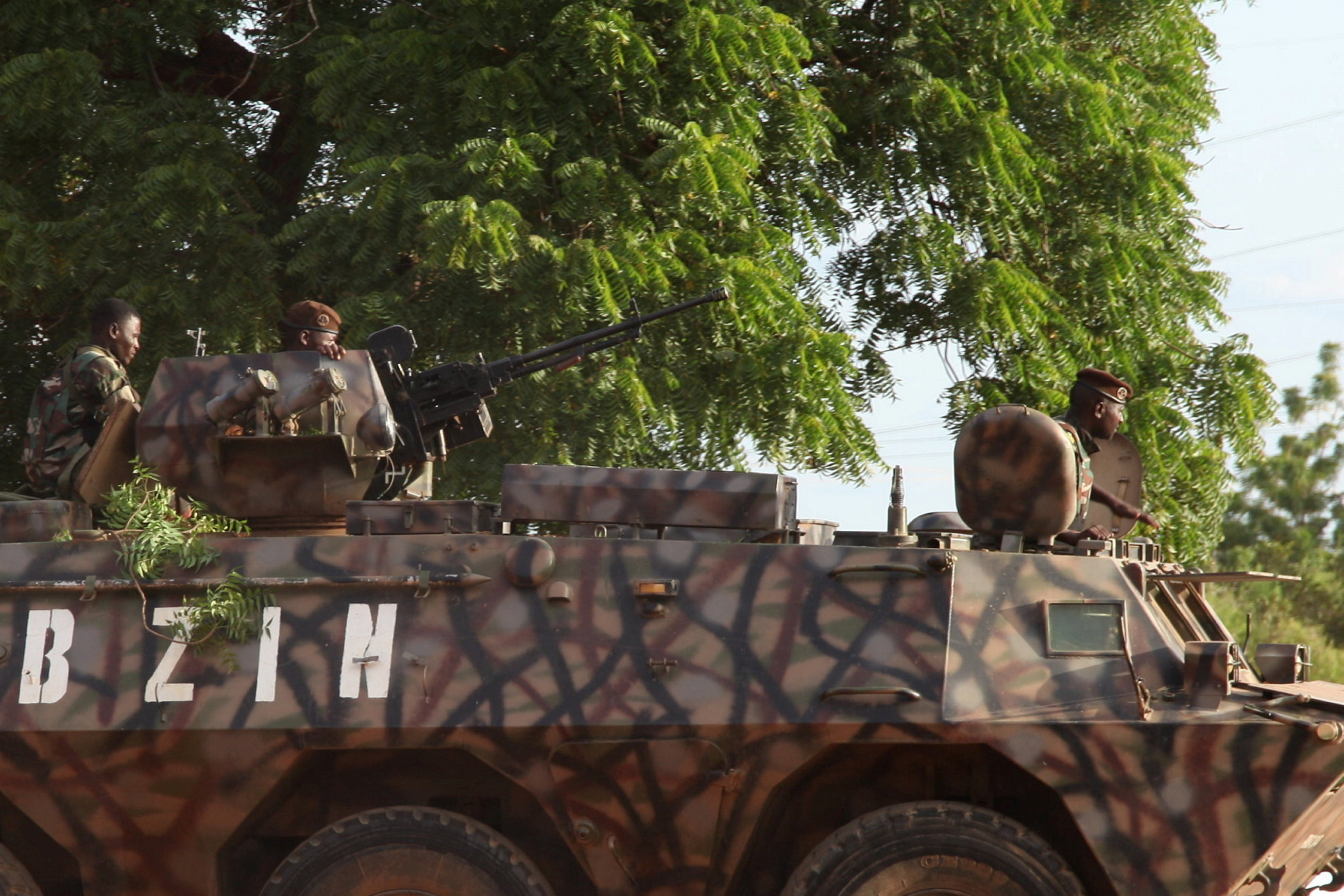 A military armoured vehicle takes position on the street following a mutineers' attack on the airport and the presidency in Niamey, Niger, on August 30, 2026 [Reuters]