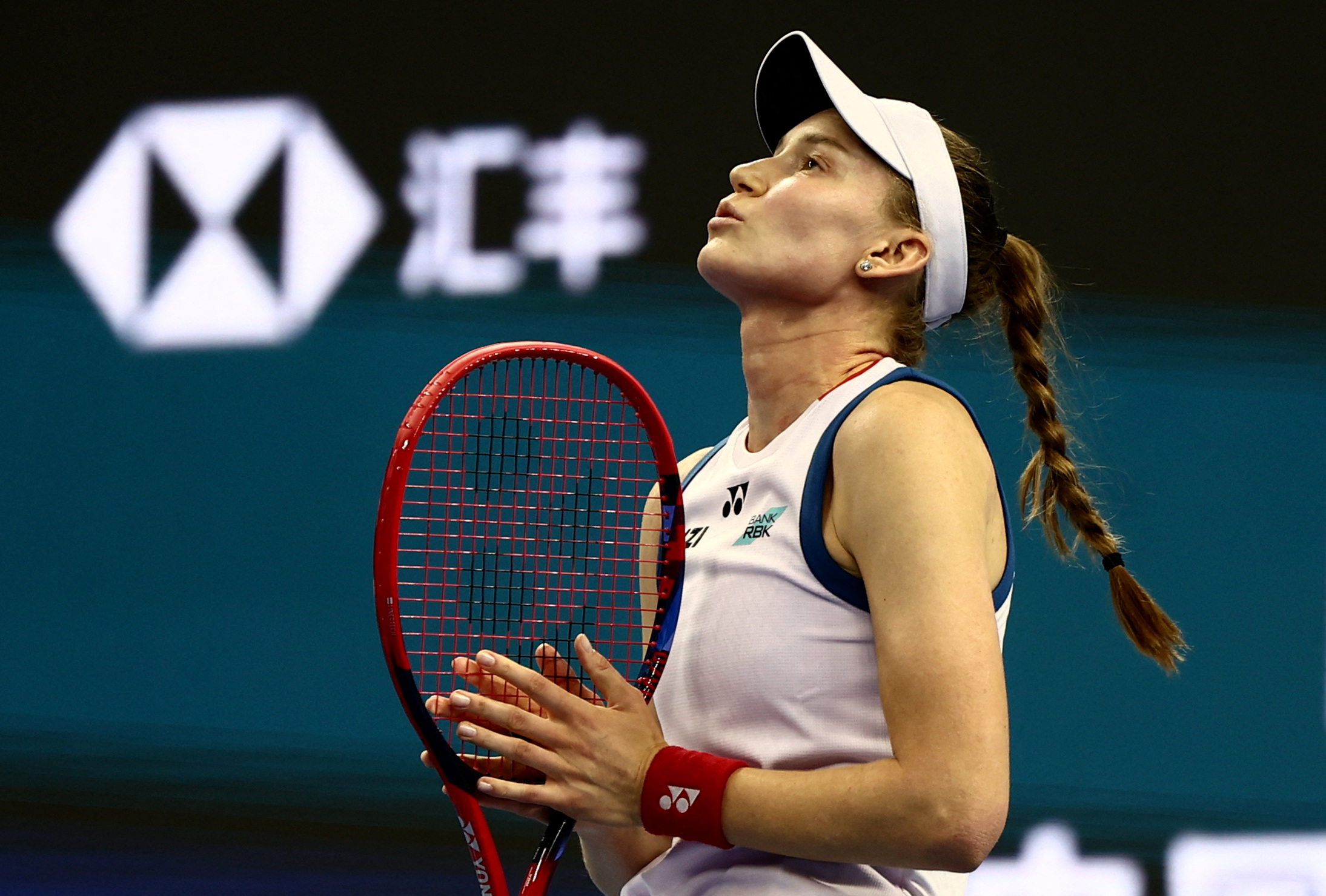 Tennis - China Open - National Tennis Center, Beijing, China - October 3, 2026 Kazakhstan's Elena Rybakina reacts during her round of 64 match against Russia's Alena Charaeva REUTERS/Maxim Shemetov