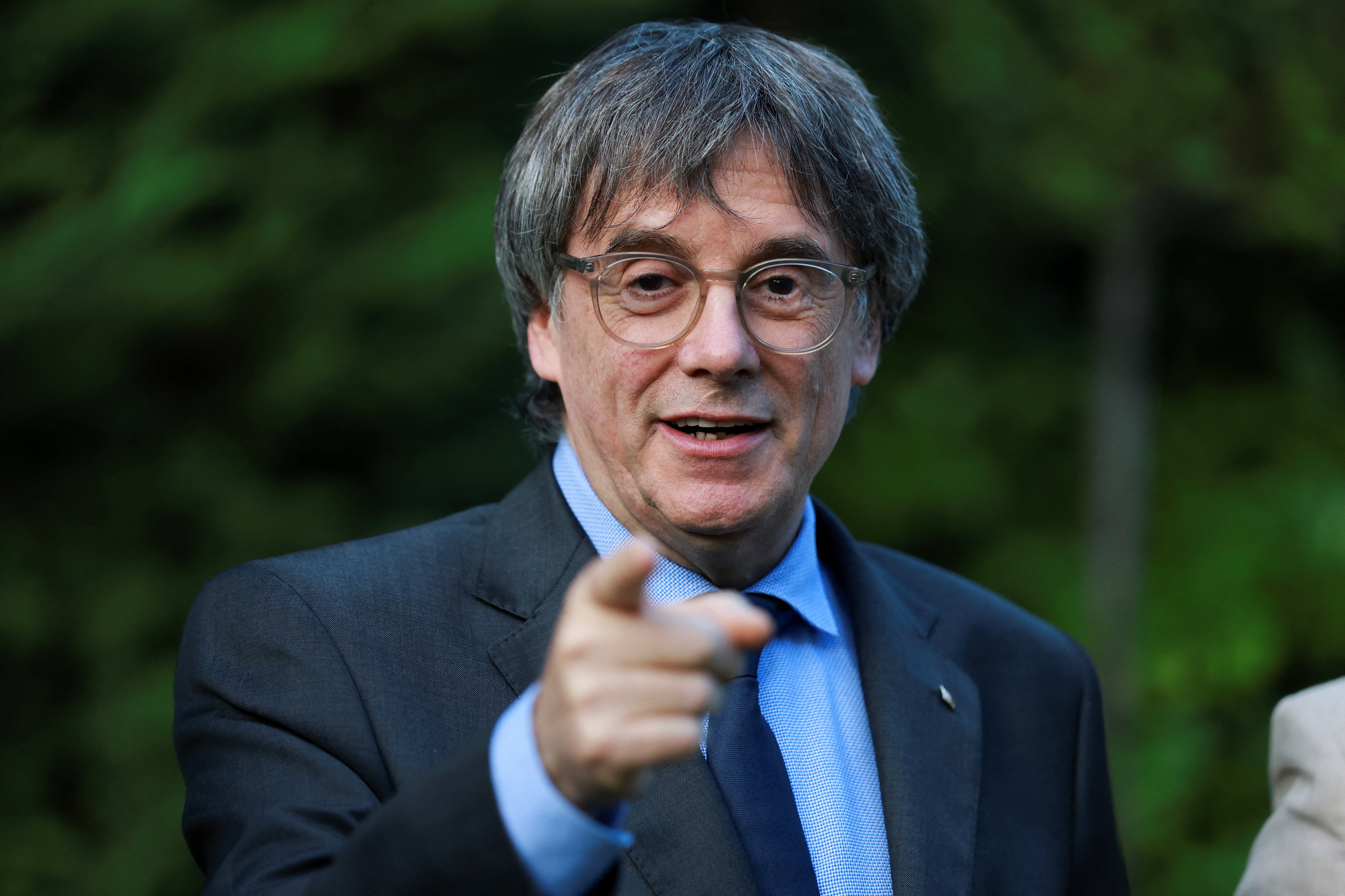 Carles Puigdemont gestures following a press conference, after Spain's ‌Supreme Court lifted an arrest warrant for him and Spain's Constitutional Court ruled that courts must apply an amnesty law to Catalan separatists, in Waterloo, Belgium, October 6, 2026. [Stephanie Lecocq/Reuters]