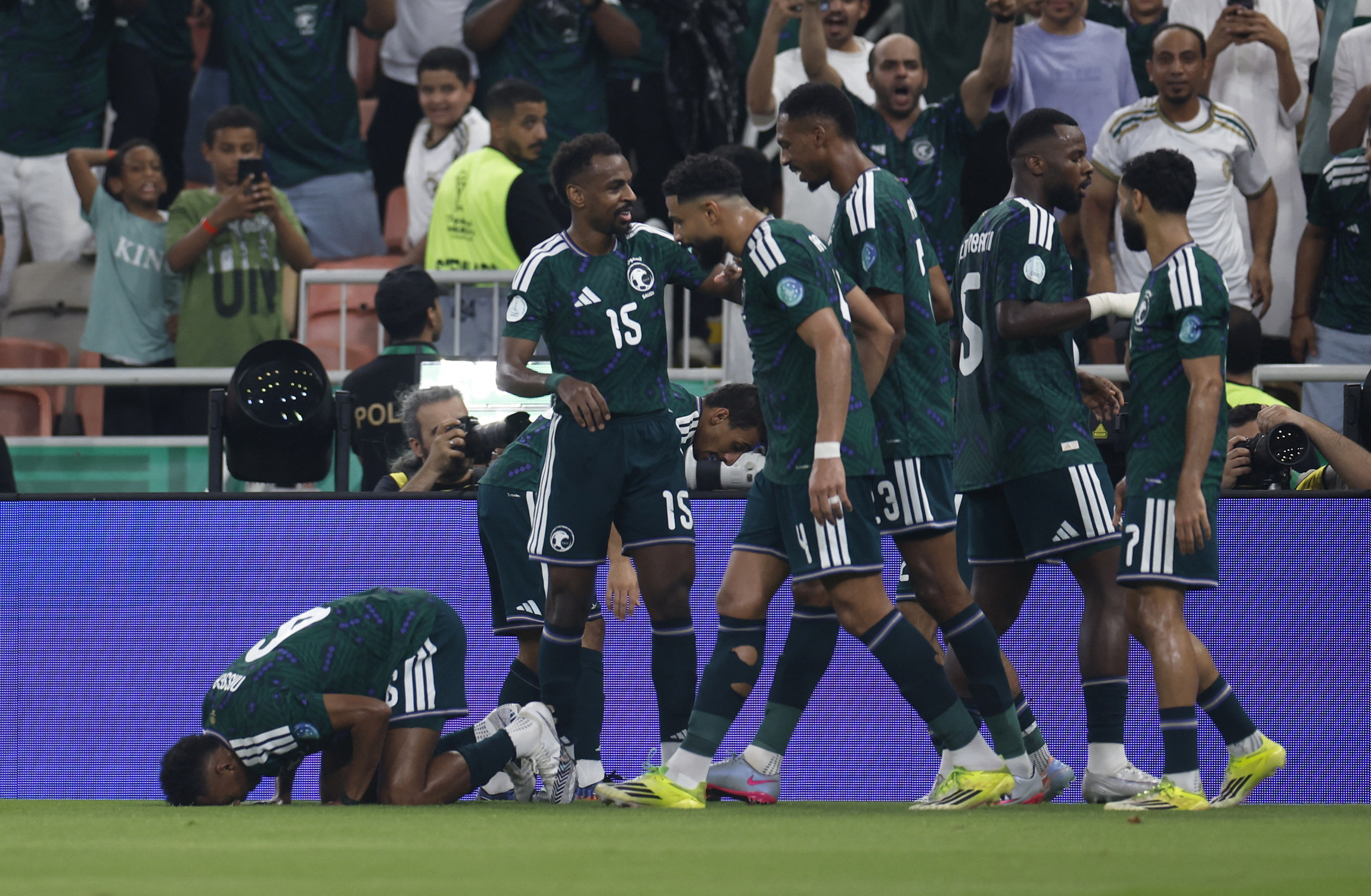 Soccer Football - Gulf Cup - Final - Saudi Arabia v United Arab Emirates - King Abdullah Sports City Stadium, Jeddah, Saudi Arabia - October 6, 2026 Saudi Arabia's Firas Al-Buraikan celebrates scoring their second goal REUTERS/Ibraheem Abu Mustafa