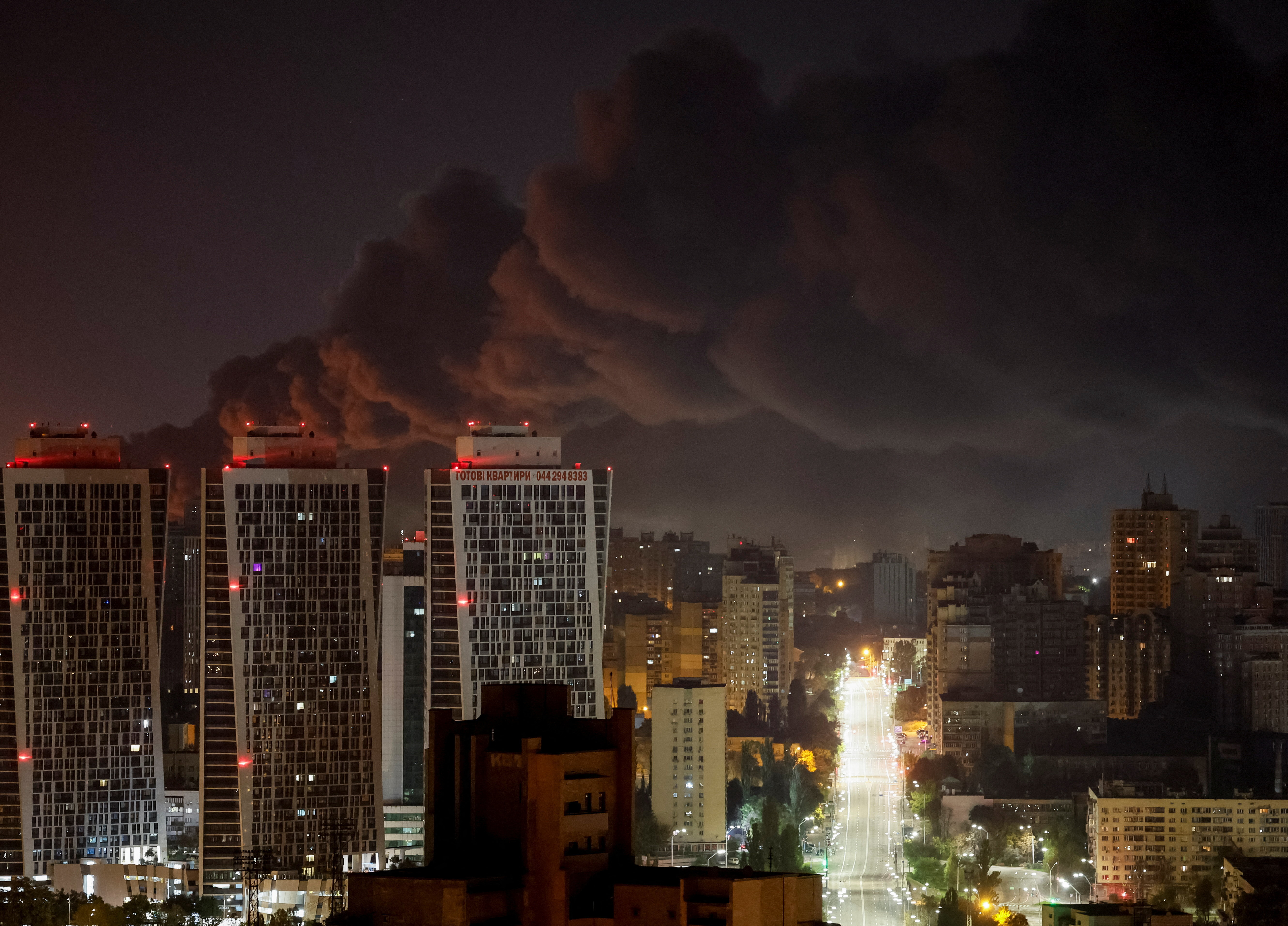 Smoke rises in the city during a Russian missile attack in Kyiv, Ukraine, October 7, 2026