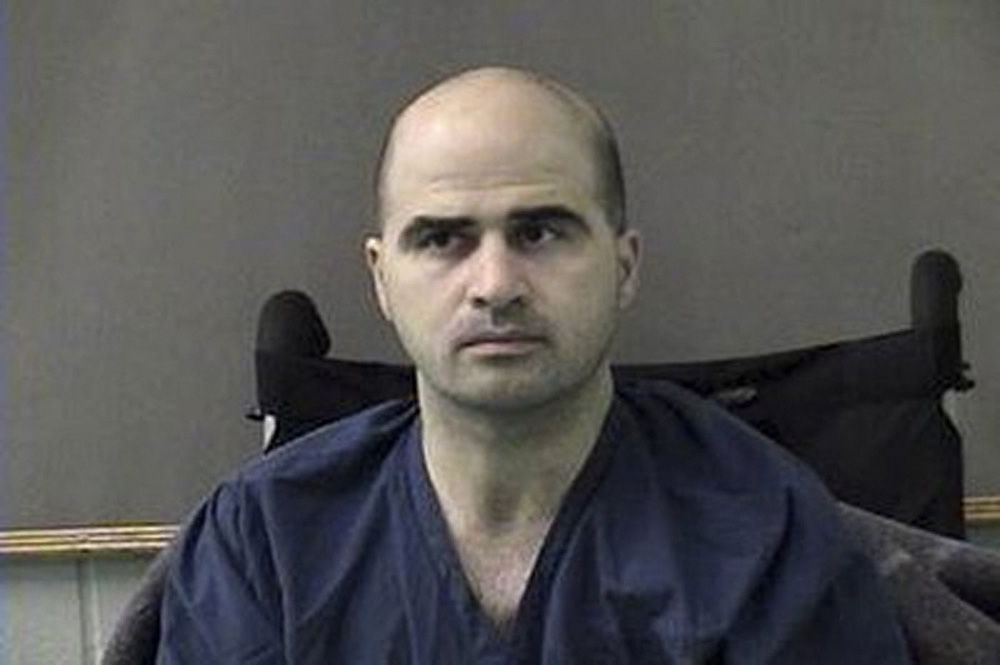 US Major Nidal Hasan after being moved from Brooke Army Medical Center in San Antonio to Bell County Jail in Belton, Texas.