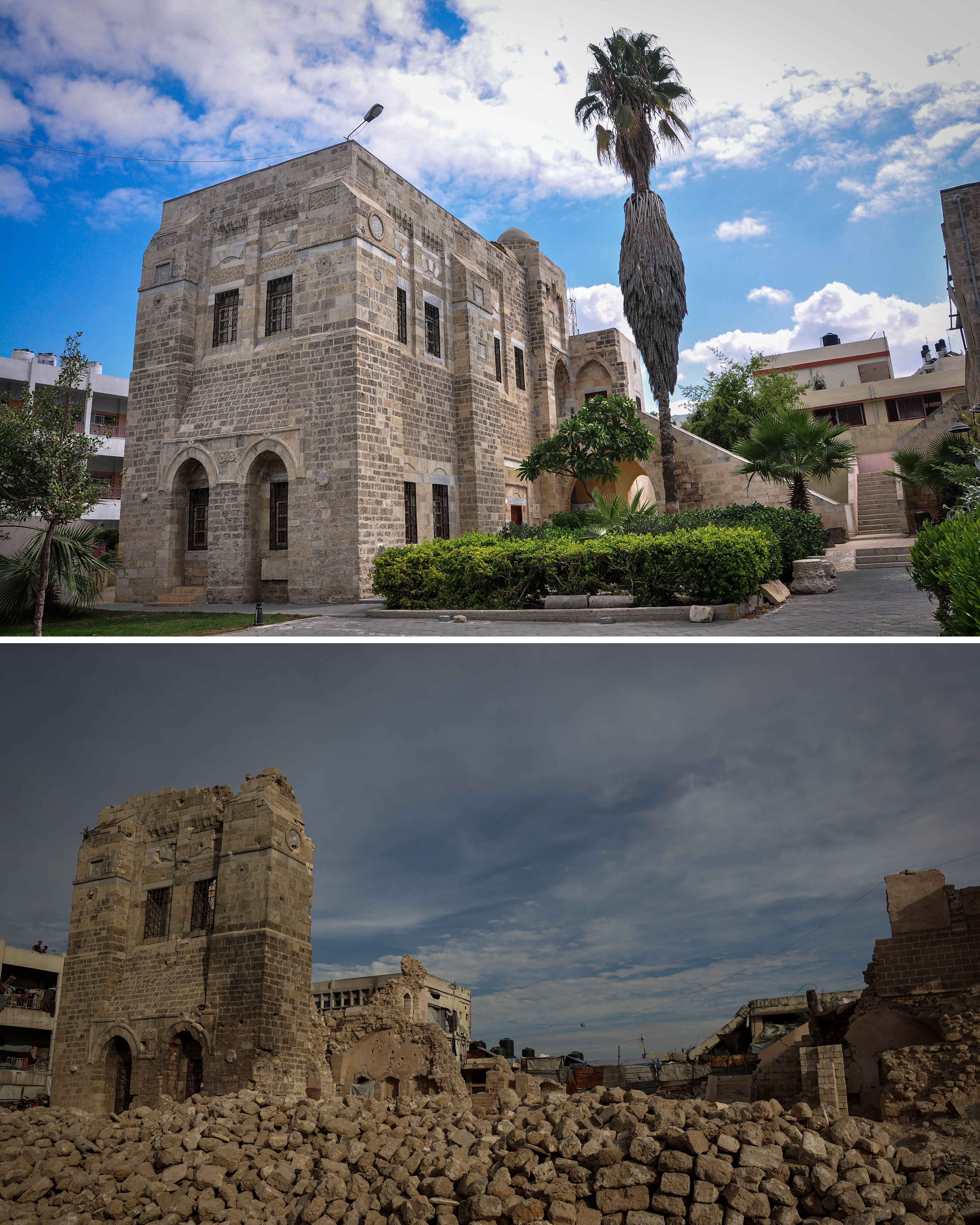 Qasr Al-Basha, a 13th-century Mamluk palace in Gaza’s Old City, was restored and turned into an archaeological museum in 2010. Once one of Gaza’s best-preserved historic landmarks, the palace has been heavily damaged after nearly three years of war. [Abdelhakim Abu Riash/Al Jazeera]