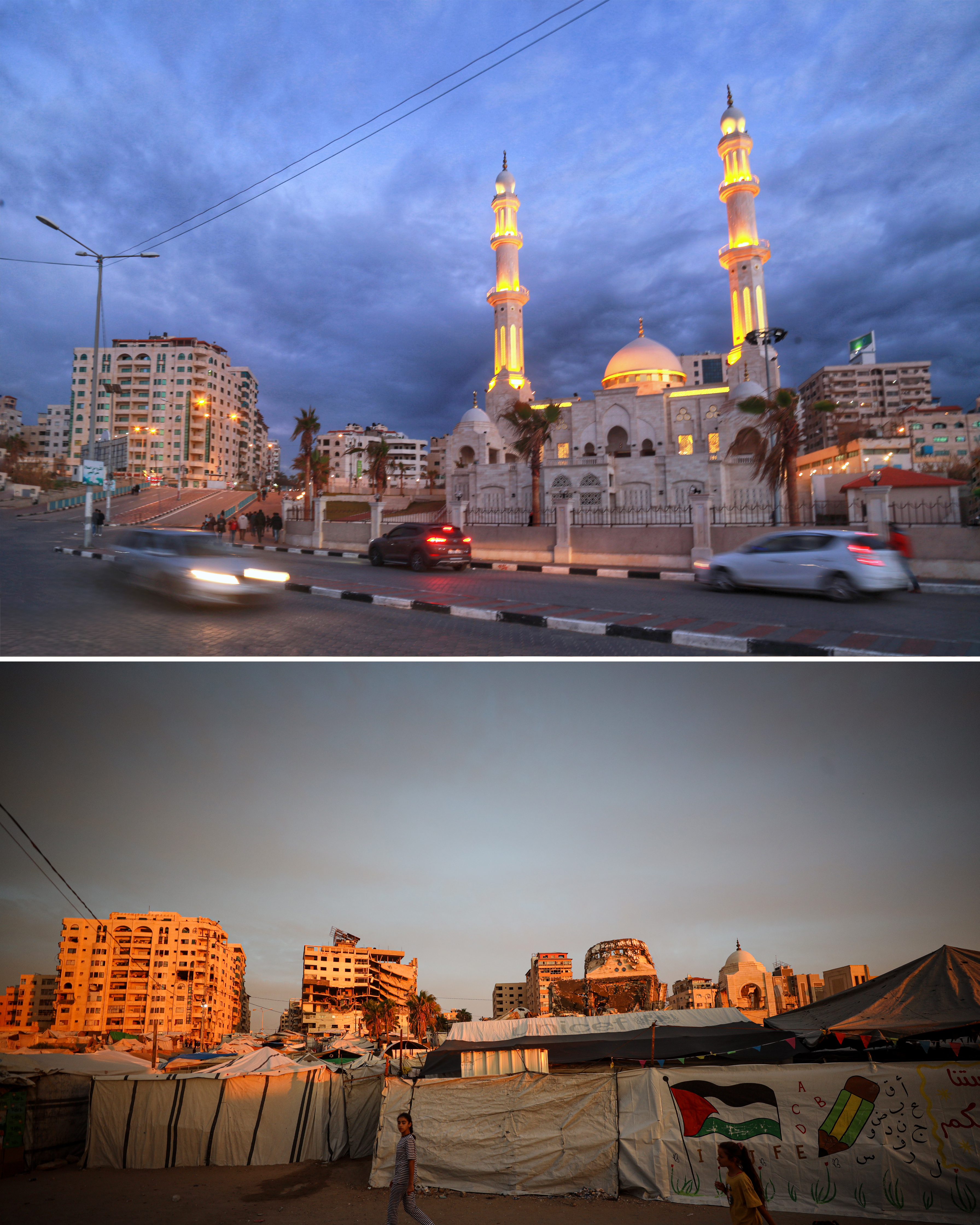Al-Hasayna Mosque, also known as Al-Mina Mosque, stood beside Gaza’s port and was inaugurated in 2017, becoming a familiar landmark on the city’s shoreline.The mosque was completely destroyed in November 2023. [Abdelhakim Abu Riash/Al Jazeera]