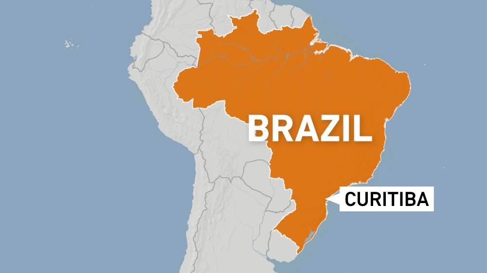 A graphic shows the location of the city of Curitiba in the southern Brazil, where the October 10 hostage situation with 13 children took place [Al Jazeera]