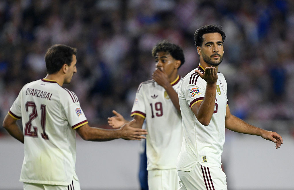 Mikel Merino of Spain celebrates scoring his team’s first goal during the UEFA Nations League 2026/27 group phase match between Croatia and Spain