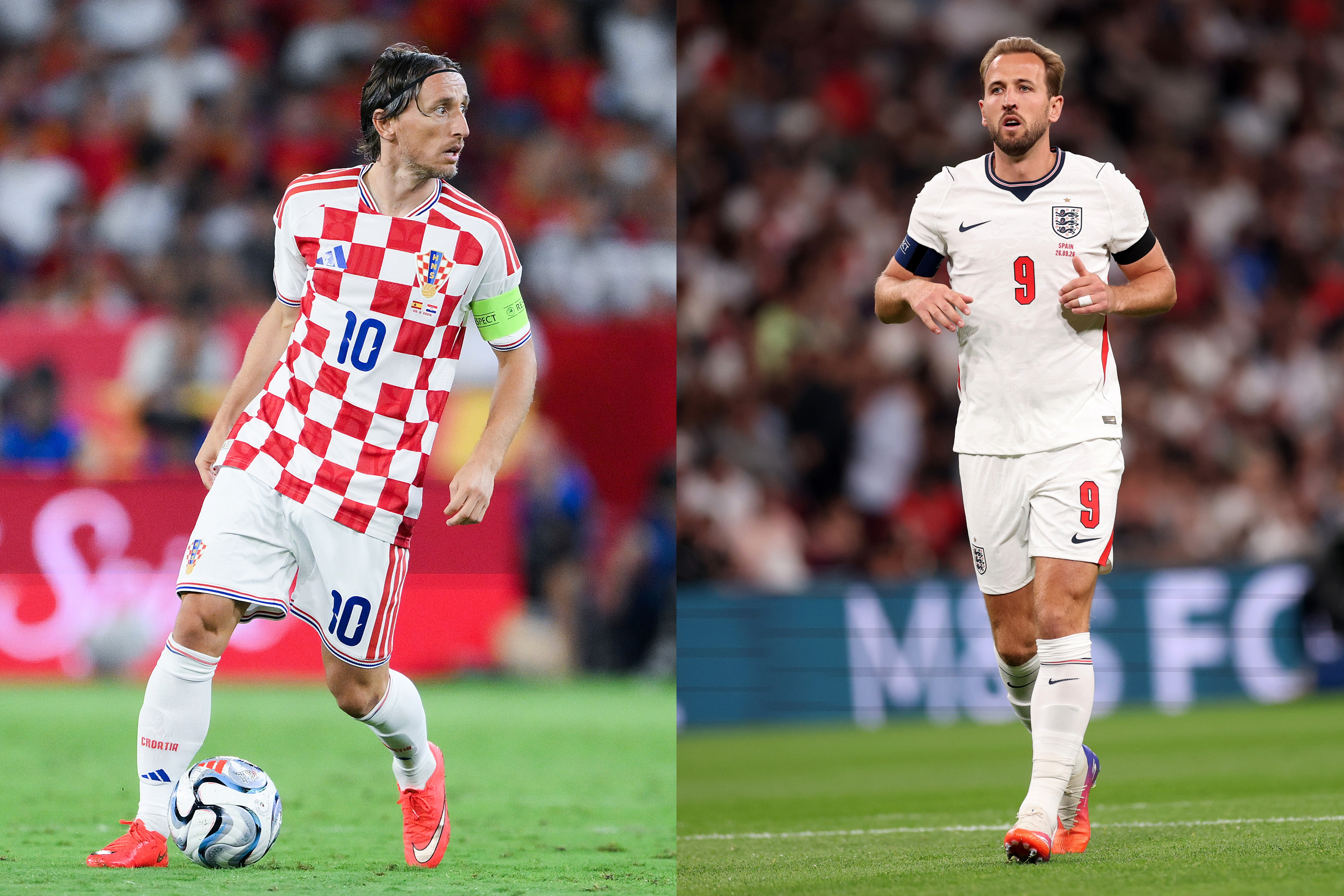 Croatia legend Luka Modric (left) and England captain Harry Kane (right) will clash in Saturday's Nations League tie [David Ramos and Carl Recine/Getty Images]