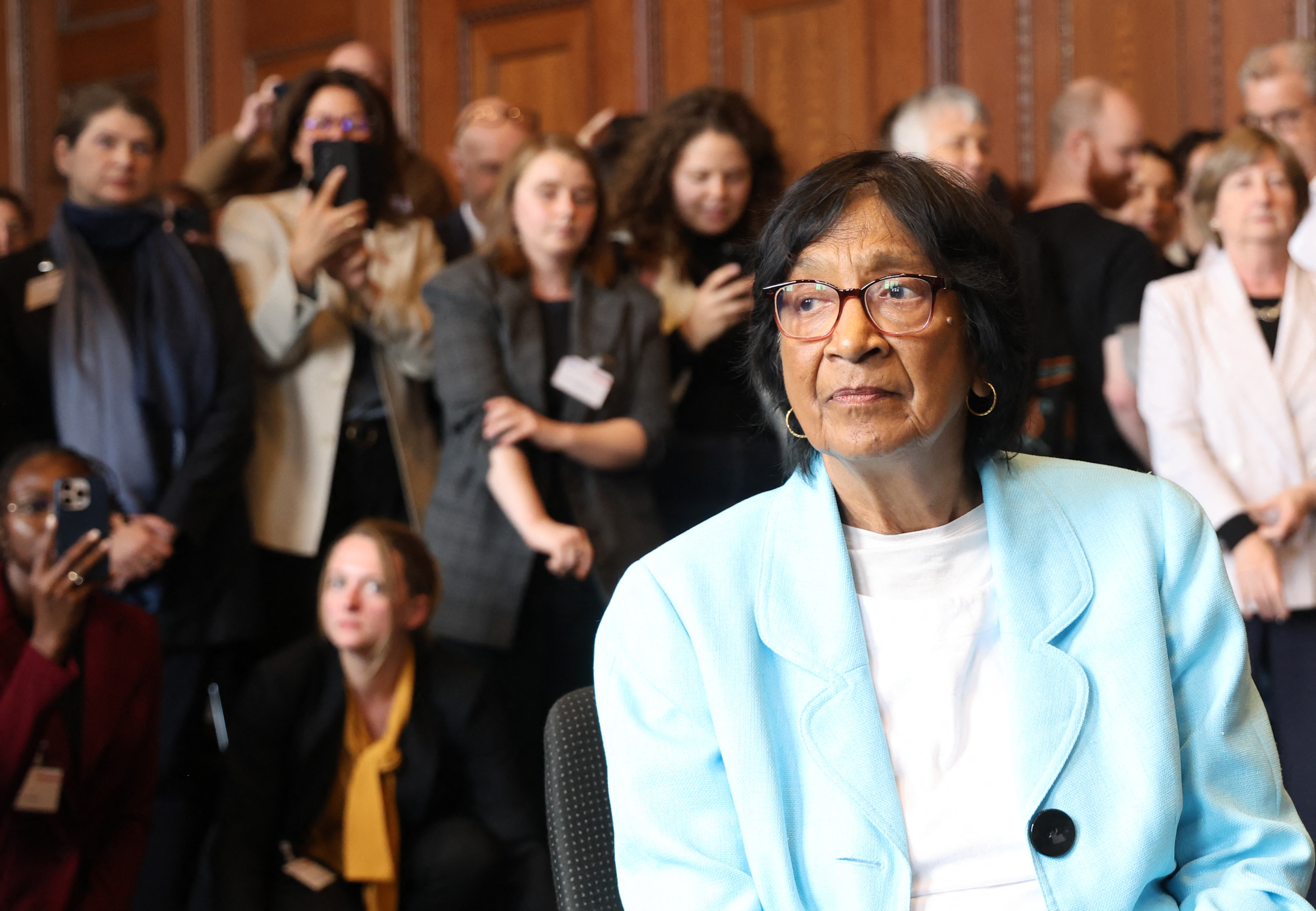 South African lawyer and champion of international law Navi Pillay is pictured after she was awarded the 2026 Nobel Peace Prize, on October 9, 2026 at the historic Courtroom 600 of Nuremberg's Palace of Justice, venue of the 1945-1946 Nuremberg Trials against leaders of defeated Nazi Germany, in Nuremberg, southern Germany, where she was attending the Nuremberg Forum 2026 conference of the International Nuremberg Principles Academy.