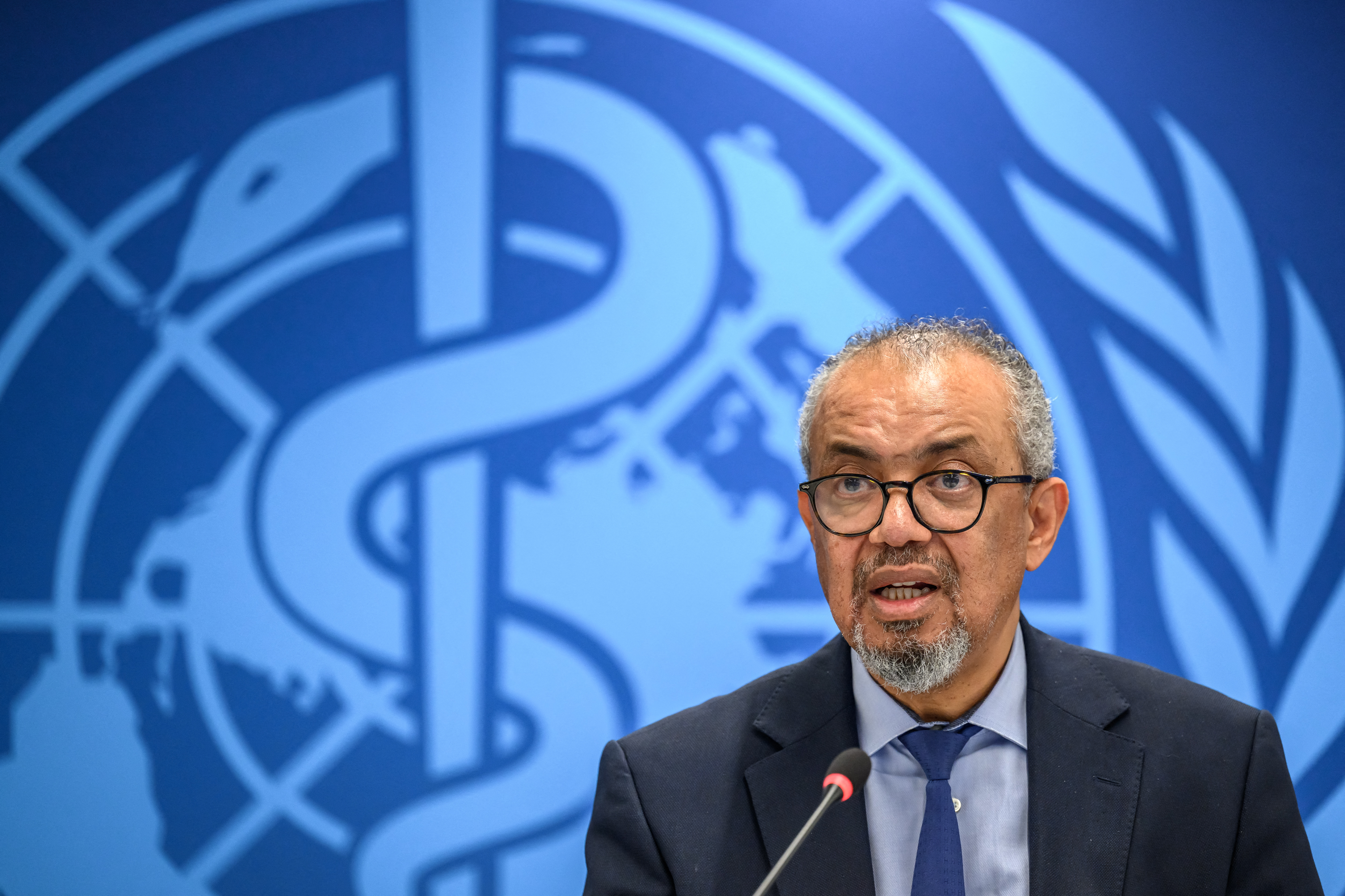 World Health Organization (WHO) Director-General Tedros Adhanom Ghebreyesus speaks during a press conference on global health issues, in Geneva, on October 7, 2026.