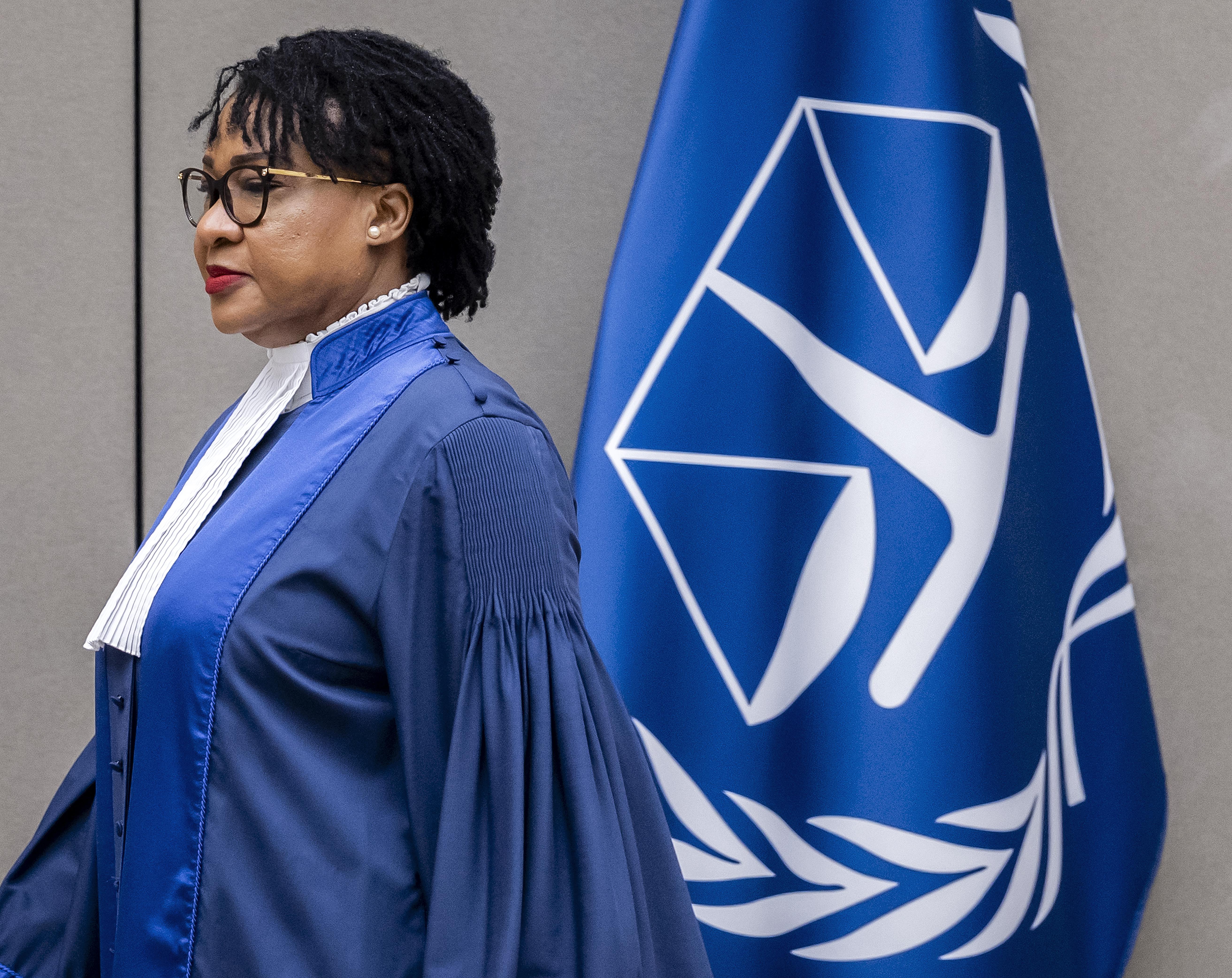 epa13257133 Presiding Judge Miatta Maria Samba attends proceedings at the International Criminal Court (ICC) during a ruling in the case against Mahamat Said Abdel Kani in The Hague, the Netherlands, 23 September 2026. Said faces charges of war crimes and crimes against humanity allegedly committed in Bangui in 2013. EPA/REMKO DE WAAL / POOL