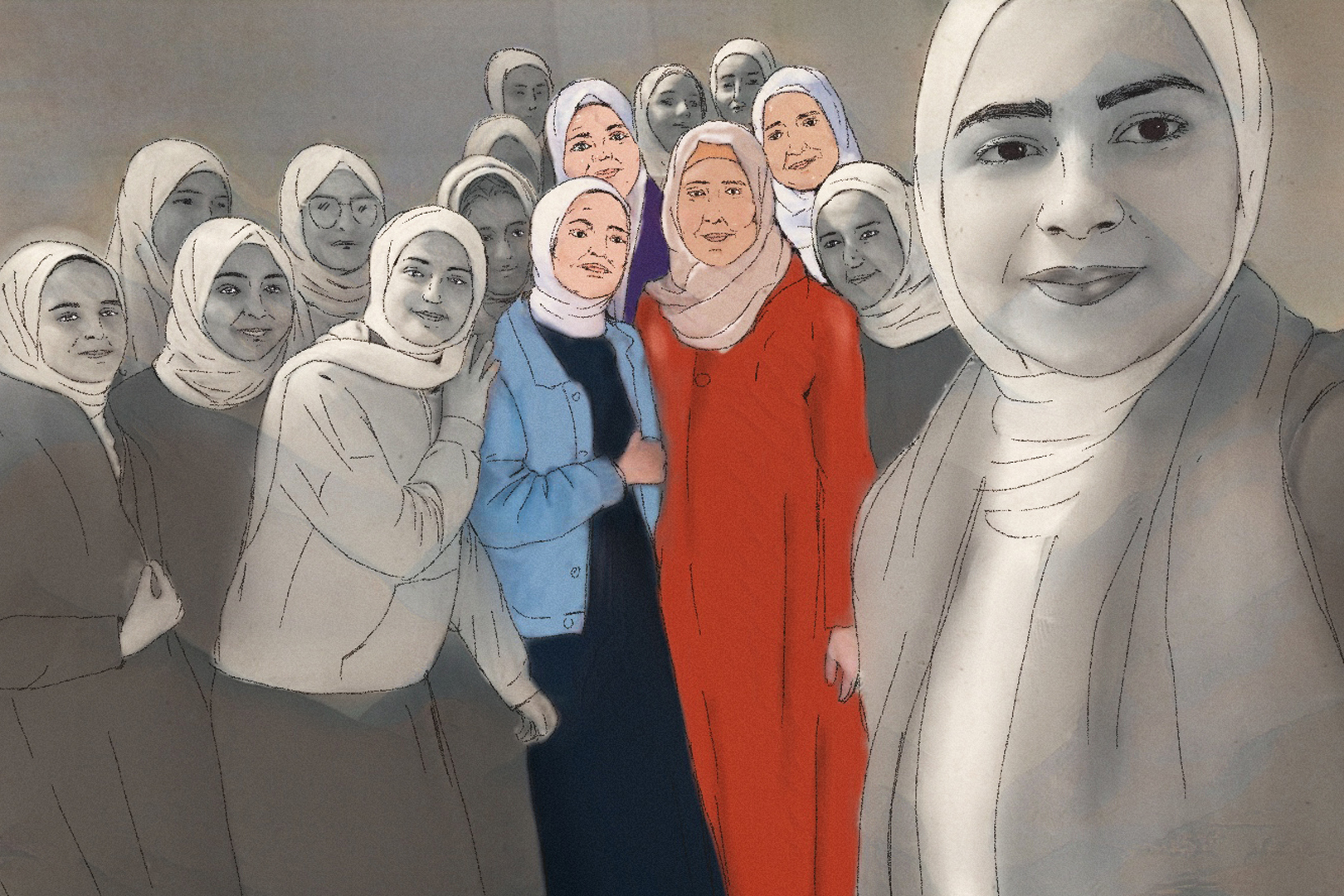 Fifteen schoolgirls gathered for a selfie with their maths teacher in June 2023. Three years later, only three returned to recreate the photograph. One of their classmates had been killed, four had left Gaza, and others were displaced or unable to join them