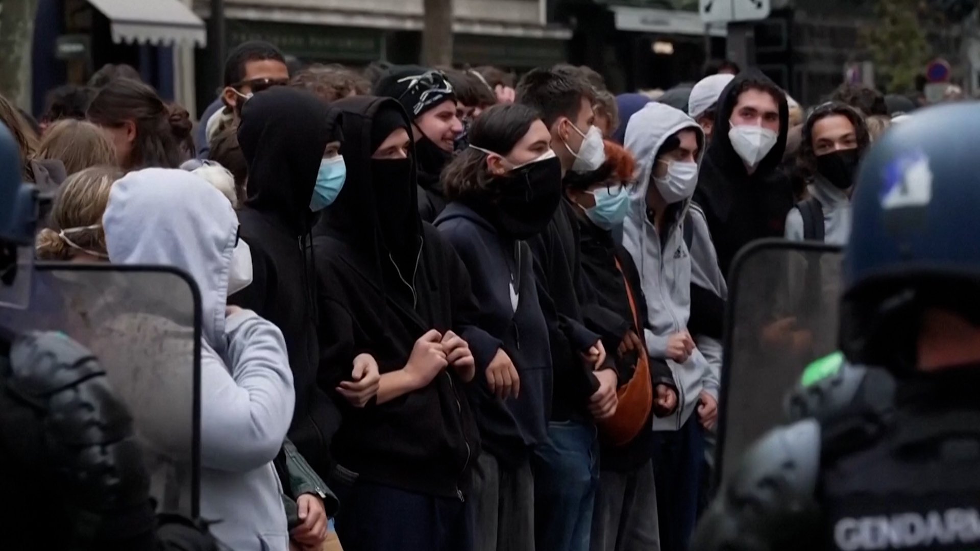 student protesters in Paris, France