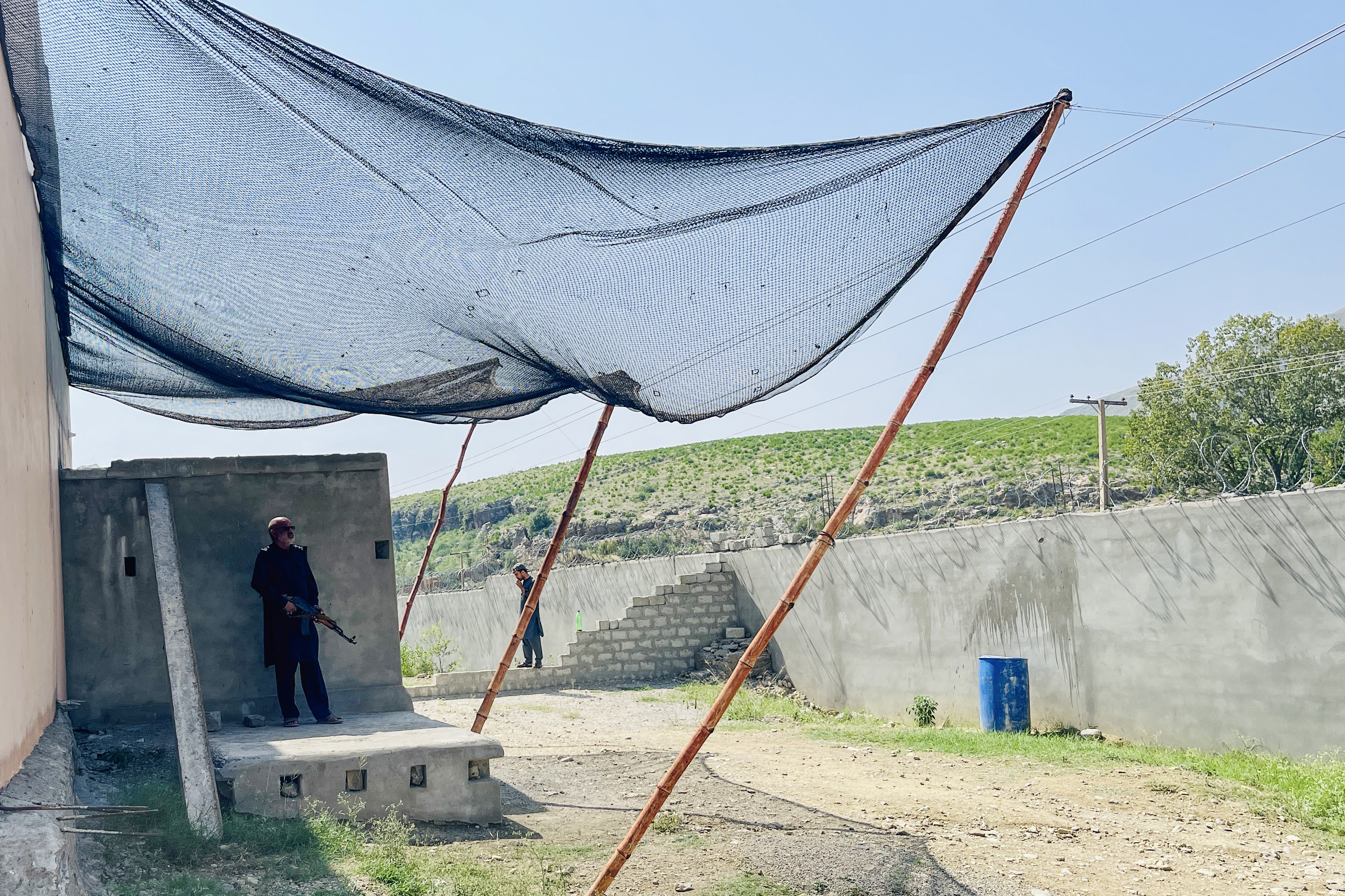 A police checkpost covered with protective fishing nets is seen in Hangu district, Khyber Pakhtunkhwa, Pakistan, September 26, 2026. Photo: Manzoor Khan